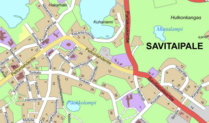 Kuvassa otos Savitaipaleen kartasta.